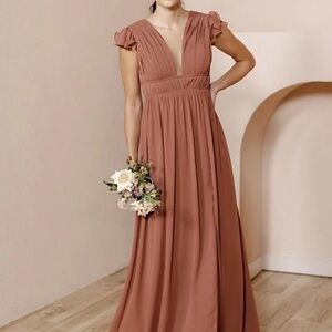 Revelry Chiffon Gown Cora in Rose Quartz (Size 14)